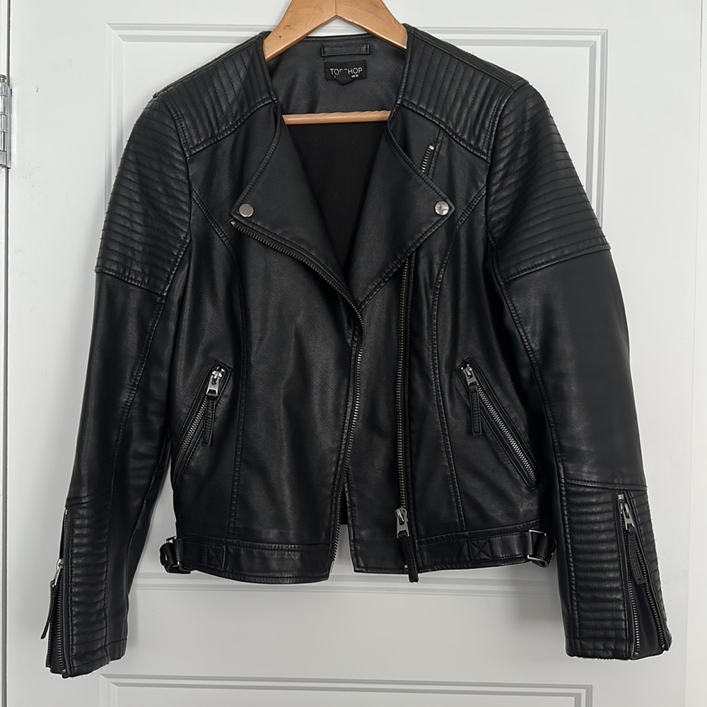 Top Shop Vegan Leather Jacket, 8